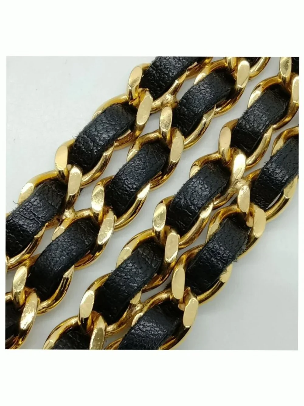 Authentic Chanel CC Chain Belt Black Leather Gold Medallion Logo - Picture 9 of 10